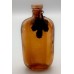 DECORATIVE AMBER GLASS BOTTLE WITH DANGLING METAL LEAVES   253769568814